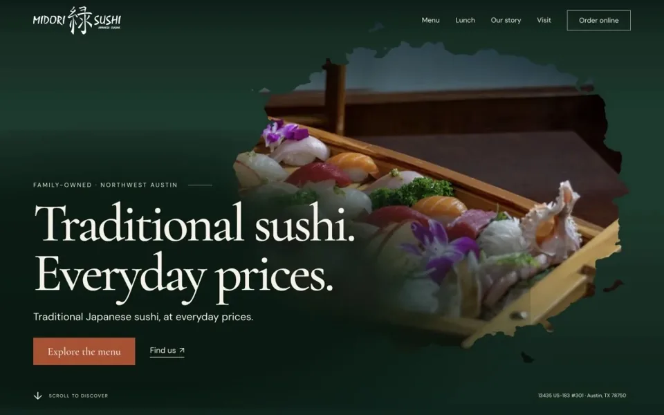 Midori Sushi 웹사이트