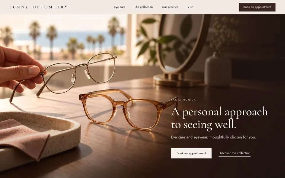 Sunny Optometry 웹사이트 (샘플)